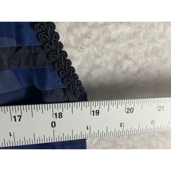 Silkscapes Women's‎ Blue Black Lace Trimmed Button Front Vest Jacket Size L 8749 - Picture 3 of 10